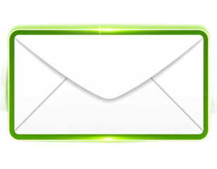 White Envelope With Green Border On Transparent Background For Communication and Business Concept