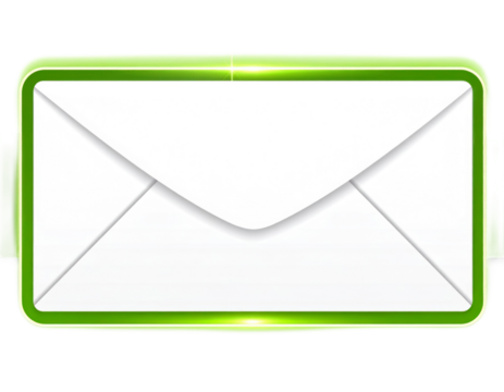 White Envelope With Green Border On Transparent Background For Communication and Business Concept