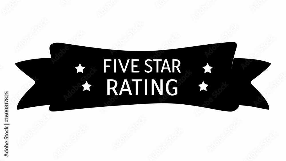 Aufkleber black banner displaying five star rating with four stars on a white background in a vector graphic i