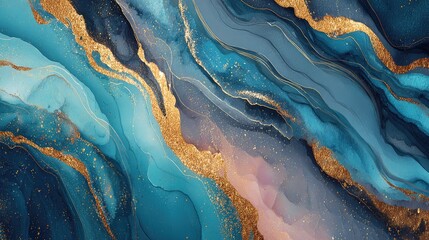 Abstract Art Background With Blue Gold Glitter