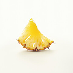 Single slice of fresh yellow pineapple on white background fruit tropical 2