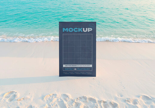 Vertical Page Mockup on the Beach