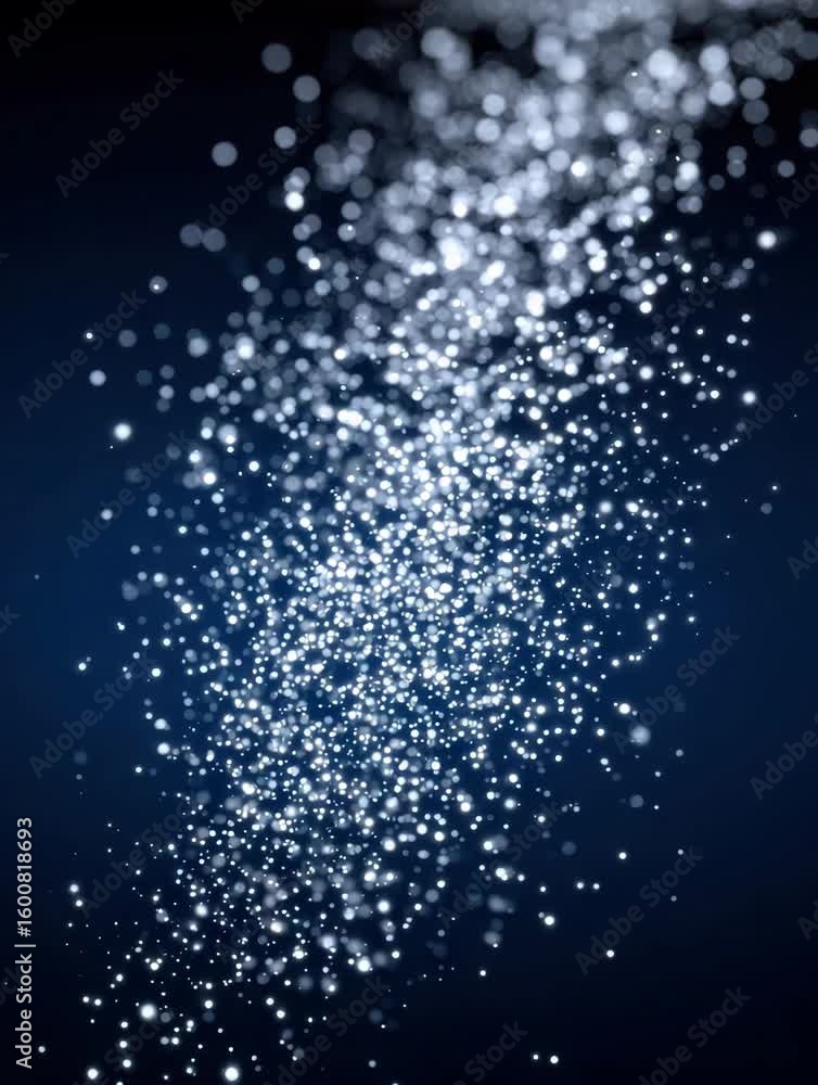 Poster magical cascade of sparkling particles shimmering against dark background, creating enchanting atmos