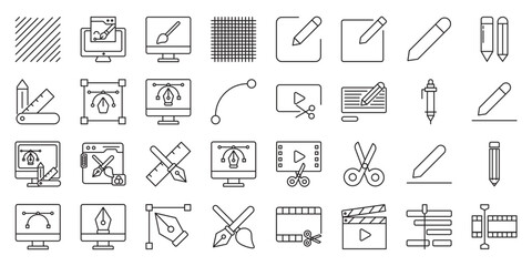 Editable Line Art Icons Collection set of web icons in line style. editable line art, editable icons, line art icons, vector icons and editable vector. Vector illustration