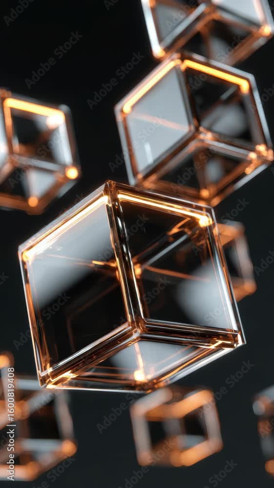 Poster glowing transparent cubes in dark space create modern and futuristic abstract atmosphere with enchan