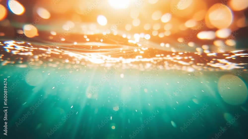Poster beneath the surface, sunlight dances through water, creating beautiful reflections and shimmering bu