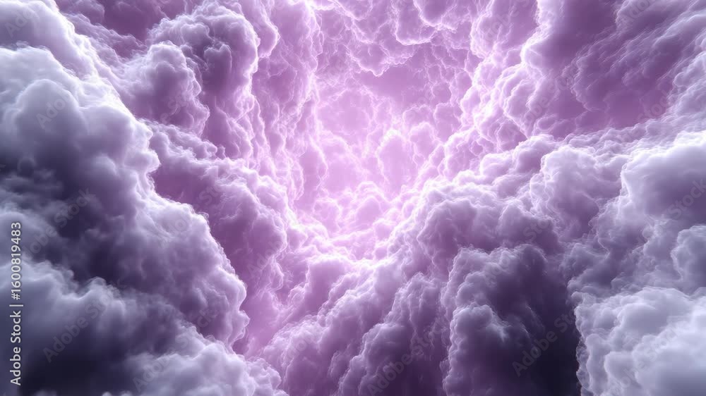 Poster mesmerizing swirling purple clouds illuminated by soft light create ethereal atmosphere in dramatic 