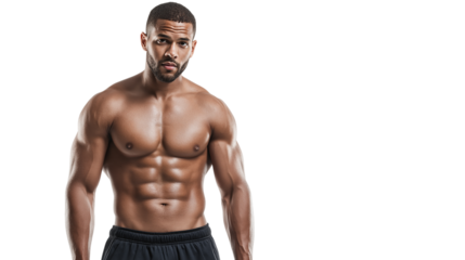 Confident African American Man with Perfect Abs