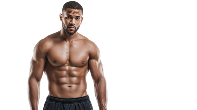 Confident African American Man with Perfect Abs