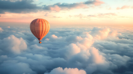 Obraz premium The tranquil sight of a hot-air balloon floating amidst the clouds 