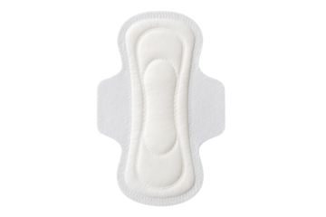 White sanitary pad with wings for menstrual hygiene isolated on transparent background