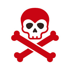 Red skull and crossbones symbol graphic on white background danger warning sign illustration