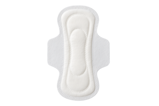 White sanitary pad with wings for menstrual hygiene isolated on transparent background