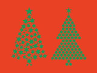 Minimalist Christmas Tree Design with Dots and Geometric Shapes