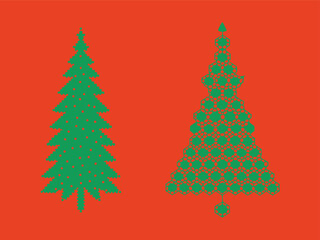 Minimalist Christmas Tree Design with Dots and Geometric Shapes