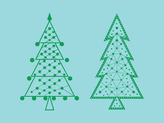 Minimalist Christmas Tree Design with Dots and Geometric Shapes