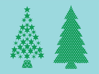 Minimalist Christmas Tree Design with Dots and Geometric Shapes