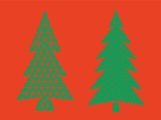 Minimalist Christmas Tree Design with Dots and Geometric Shapes