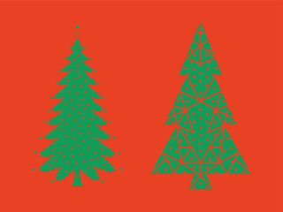 Minimalist Christmas Tree Design with Dots and Geometric Shapes
