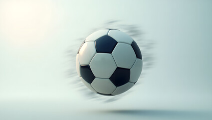 Realistic football spinning mid-air on clean background.
