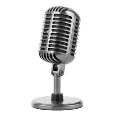 Fototapeta premium Shiny grey iron microphone isolated on a transparent background