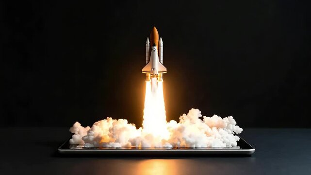Rocket launch illustration isolated and powerful