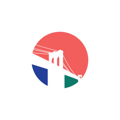 Negative space bridge logo