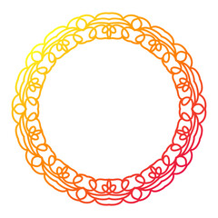 Bright Gradient Colored Mandala Abstract Lace Art. Neon Frame Border Isolated on Background, Retro Birthday Party Greeting card Invitation Design Element Symbol