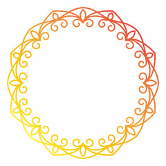 Bright Gradient Colored Mandala Abstract Lace Art. Neon Frame Border Isolated on Background, Retro Birthday Party Greeting card Invitation Design Element Symbol