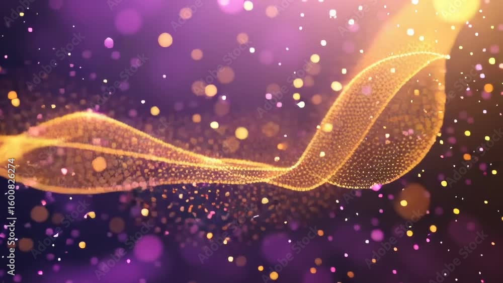 Poster sparkling golden lights dance in a dynamic wave, creating a captivating atmosphere filled with shimm