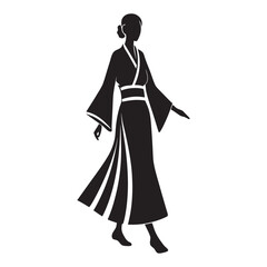 Elegant silhouette of a japanese woman in traditional attire showcasing cultural beauty and artistry