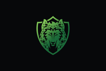 Modern abstract wolf shield logo design vector illustration