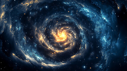 A mystical nighttime sky filled with swirling galaxies