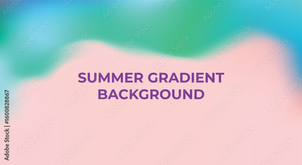 Poster summer gradient vector background. soft abstract illustration with smooth color blending from pink t