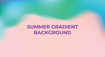Summer gradient vector background. Soft abstract illustration with smooth color blending from pink to blue and teal. Modern blur effect for presentation, banner, website, and graphic design.