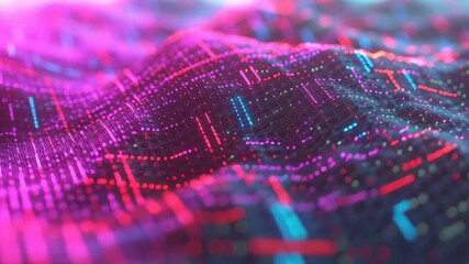 Bright, colorful patterns flow and shift, creating a mesmerizing digital landscape illuminated with vivid hues and intricate details. - Powered by Adobe