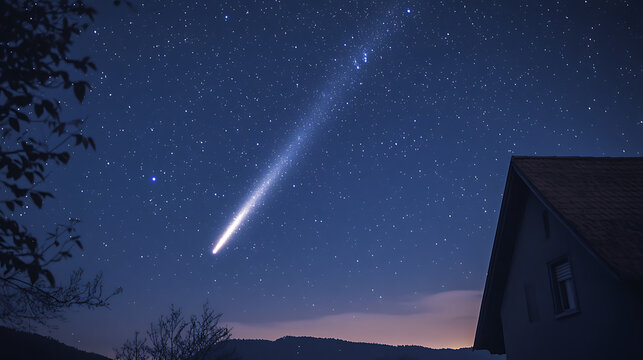  Comet shooting across the night sky 