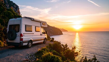 Campervan parks near scenic cliffside