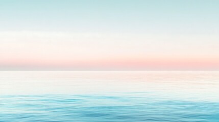 Obraz premium Serene ocean horizon at sunset, calming pastel colors, tranquil seascape view, water reflection