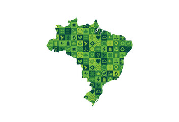 Brazil country eco concept View. Brasil map with green icon isolated on white background.
