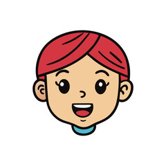 Obraz premium Happy cartoon child face with red hair isolated on transparent background