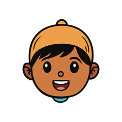 Obraz premium Cartoon boy wearing orange cap isolated on transparent background