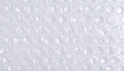 Transparent bubble wrap sheet closeup. Abstract pattern of air cushions used for protective packaging material on a white background.