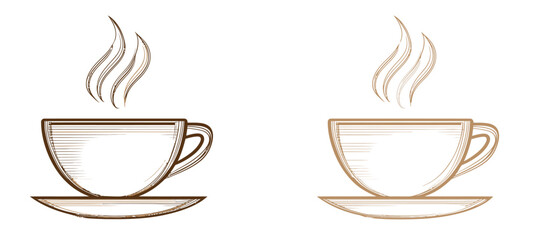 Hot coffee cup with laurel wreath logo icon beverage design