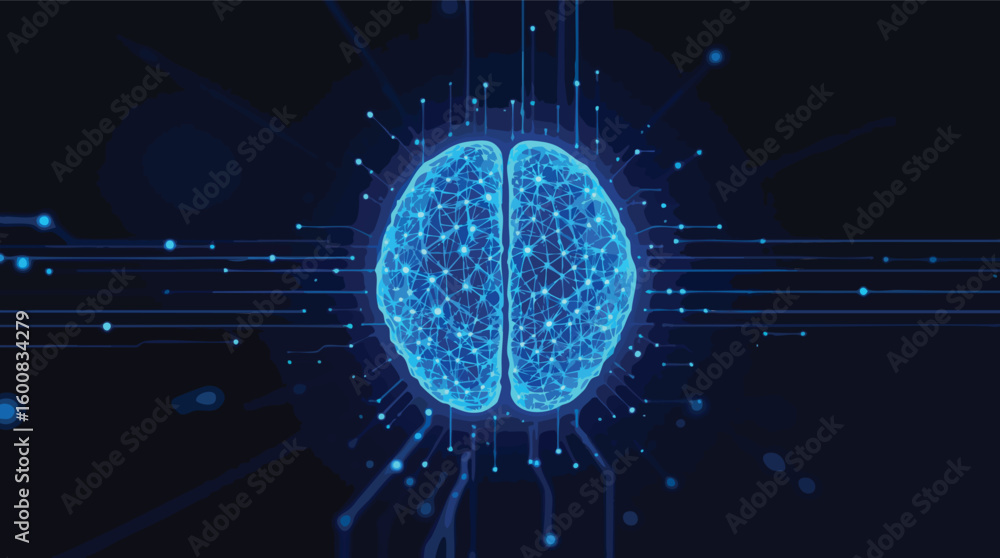 Aufkleber conceptual digital brain representation of artificial intelligence and futuristic technology.