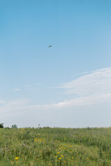 Plane flying in midwest sky