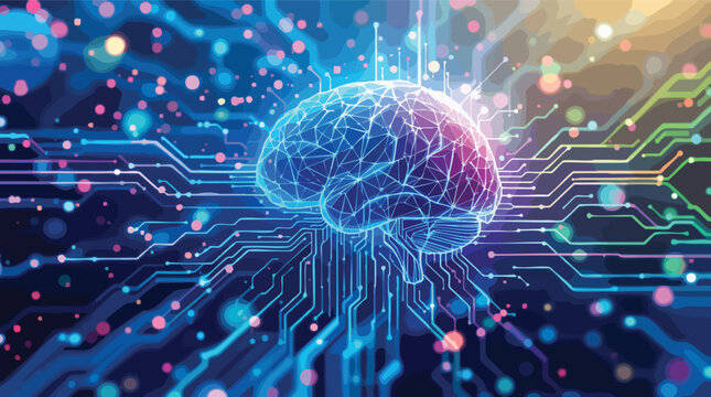 Digital brain representing artificial intelligence and modern technological advancements.