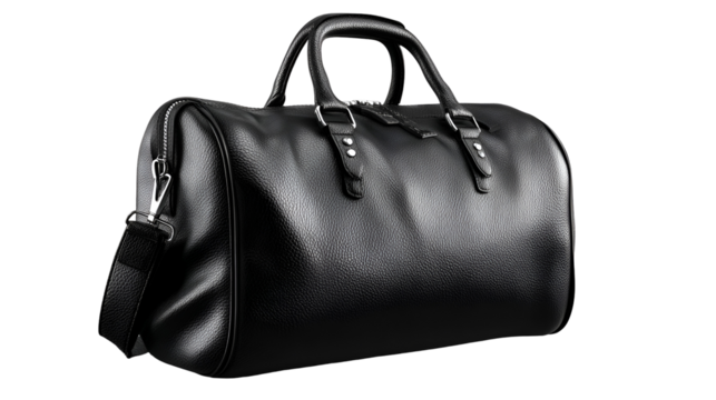 Black Leather Travel Duffle Bag Stylish Handbag