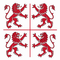 Naklejka premium set of heraldic symbols lion vector 