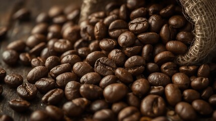 A close-up macro view of roasted Arabica coffee beans with rich brown tones and oily surfaces, highlighting texture, freshness, and aroma, ideal for specialty coffee visuals. 